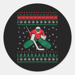 Hockey Goalie Player Christmas Youth Ice Hockey Lo Classic Round Sticker