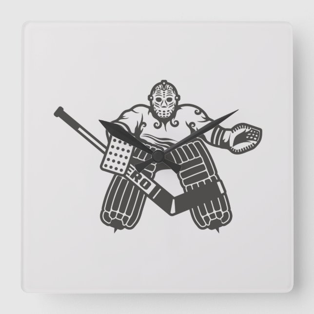 Hockey Goalie Square Wall Clock (Front)