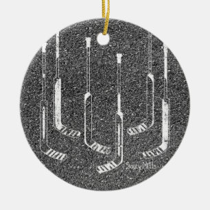 Hockey Goalie Sticks Ceramic Tree Decoration