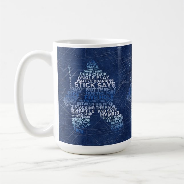 Hockey Goalie Text Art Mug (Left)