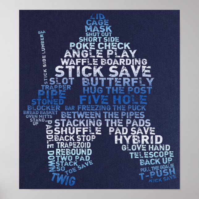 Hockey Goalie Text Art Poster (Front)