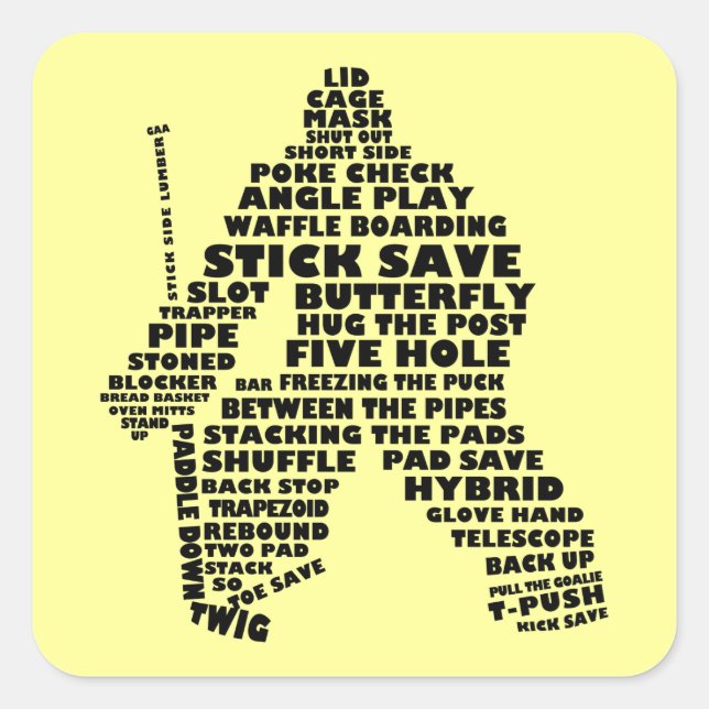 Hockey Goalie Text Art Square Sticker (Front)