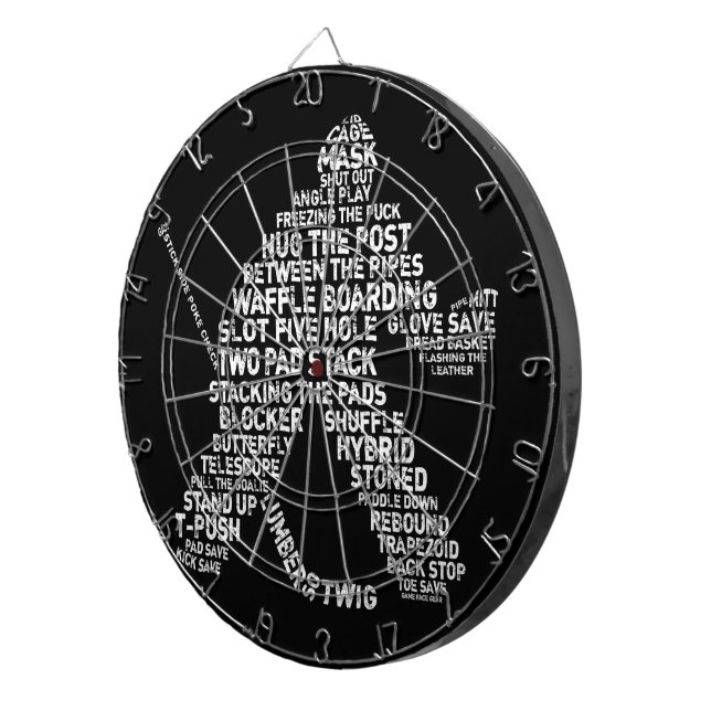 Hockey Goalie Typography Art Dart Board (Front Right)