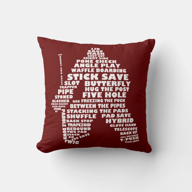 Hockey Goalie Typography Design Pillow (Front)