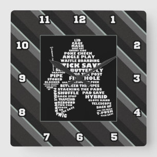 Hockey Goalie Typography Wall Clock