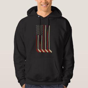 Hockey Goalie USA Flag Hockey Stick Ice Hockey Hoodie