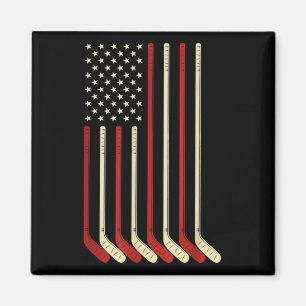 Hockey Goalie USA Flag Hockey Stick Ice Hockey Magnet