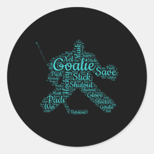 Hockey Goalie Word Art Girls Female Womens Hockey Classic Round Sticker
