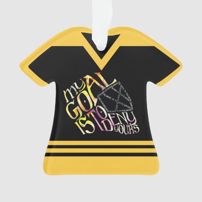 Hockey Goalie Word Art Mask Customisable Jersey Ornament (Front)