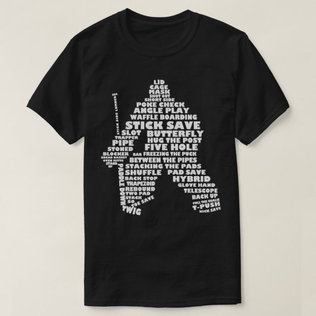 Hockey Goaltender Word Art T-Shirt (Design Front)