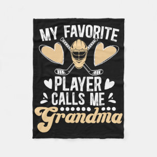 Hockey Grandma Proud Ice Hockey Player Grandmother Fleece Blanket