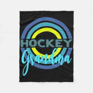 Hockey Grandma With Modern Hockey Circles Fleece Blanket