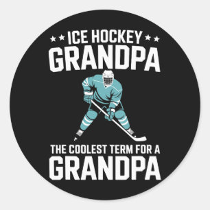 Hockey Grandpa The Coolest Term, Ice Hockey Grandp Classic Round Sticker