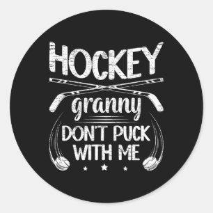 Hockey Granny Grandma Funny Granny Of A Hockey Pla Classic Round Sticker