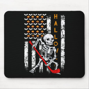 Hockey Halloween Us Flag Mouse Pad