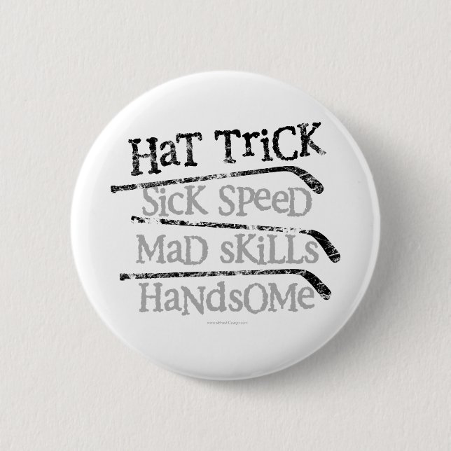 Hockey Hat Trick 6 Cm Round Badge (Front)