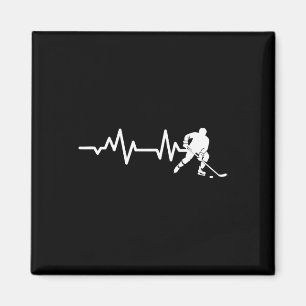 Hockey Heartbeat Line Ice Hockey Skater Funny Fan Magnet