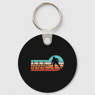 Hockey Heartbeat Retro Ice Hockey Player Men Boys  Key Ring