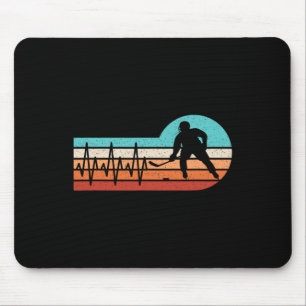 Hockey Heartbeat Retro Ice Hockey Player Men Boys Mouse Pad