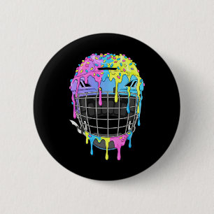 Hockey Helmet Ice Cream Drip For Hockey Player Boy 6 Cm Round Badge