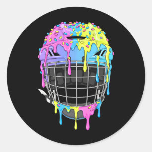 Hockey Helmet Ice Cream Drip For Hockey Player Boy Classic Round Sticker