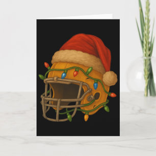 Hockey Helmet Santa Christmas Lights Xmas Men Boys Card