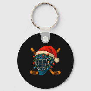 Hockey Helmet Santa Christmas Lights Xmas Men Boys Key Ring