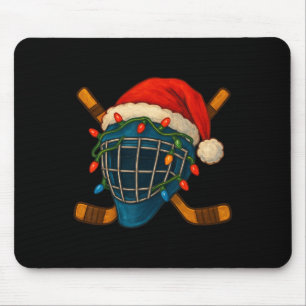 Hockey Helmet Santa Christmas Lights Xmas Men Boys Mouse Pad