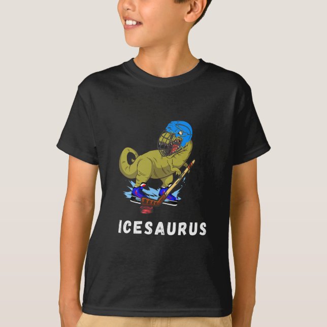 Hockey Hockey Dinosaur Dino Play Ice Hockey T-rex  T-Shirt (Front)