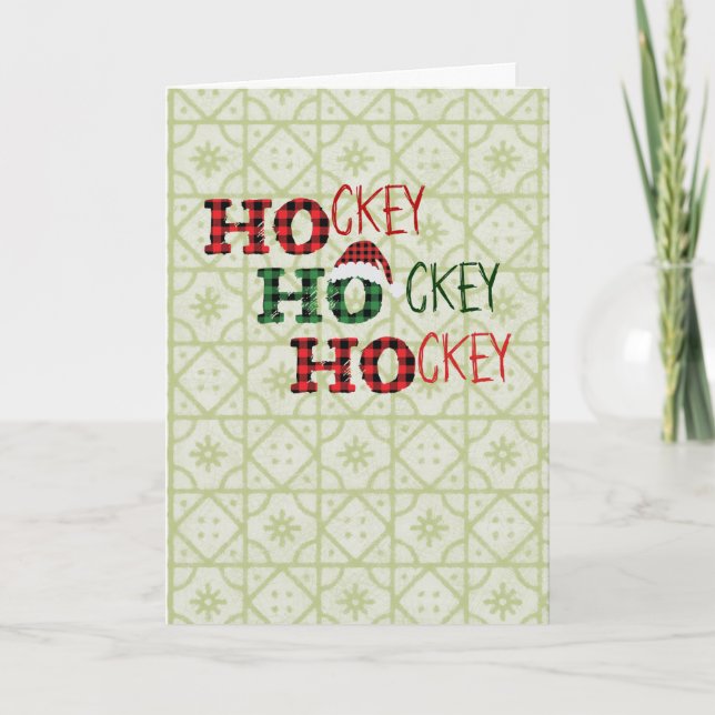 Hockey Hockey Hockey Santa Claus Holiday Card (Front)