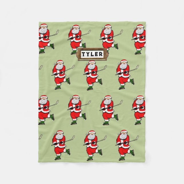 Hockey Holiday Gift Fleece Blanket (Front)