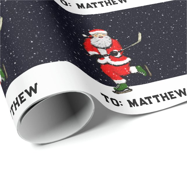 Hockey Holiday Gift Wrapping Paper (Roll Corner)