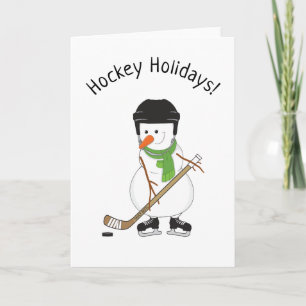 Hockey Holidays Snowman Christmas Holiday Card