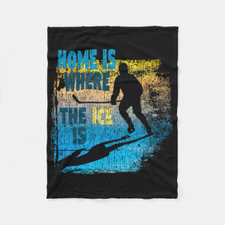 Hockey - Home Is Where The Ice Is - Stylish Hockey Fleece Blanket