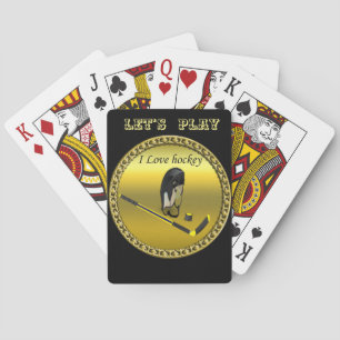 Hockey I Love custom design with stick and helmet Playing Cards