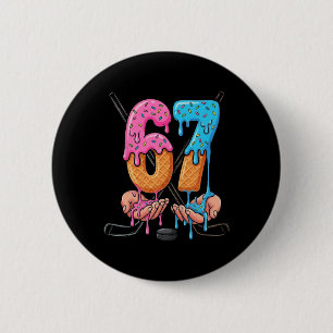 Hockey Ice Cream Drip 67 Hands Stakes Boys Sports 6 Cm Round Badge