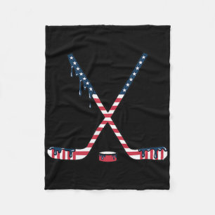 Hockey Ice Cream Drip American Flag Hockey Youth B Fleece Blanket