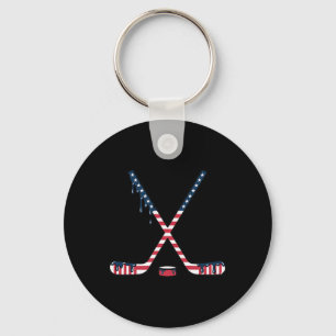 Hockey Ice Cream Drip American Flag Hockey Youth B Key Ring