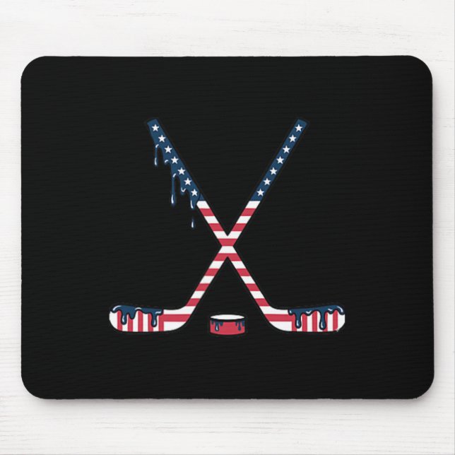 Hockey Ice Cream Drip American Flag Hockey Youth B Mouse Pad (Front)