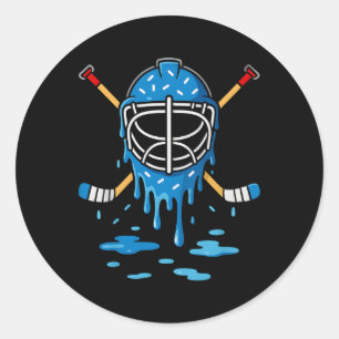Hockey Ice Cream Drip Boys Girls Ice Hockey Youth Classic Round Sticker
