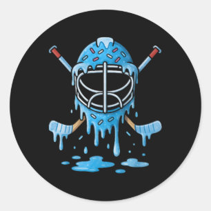 Hockey Ice Cream Drip Boys Girls Ice Hockey Youth  Classic Round Sticker