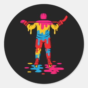 Hockey Ice Cream Drip Boys Girls Ice Hockey Youth  Classic Round Sticker