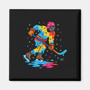 Hockey Ice Cream Drip Boys Girls Ice Hockey Youth Magnet