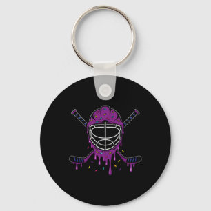 Hockey Ice Cream Drip Boys Ice Hockey Helmet Stick Key Ring