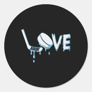 Hockey Ice Cream Drip Boys Ice Hockey Love Youth P Classic Round Sticker