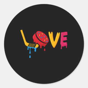 Hockey Ice Cream Drip Boys Ice Hockey Love Youth P Classic Round Sticker