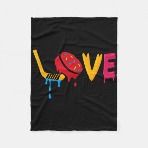 Hockey Ice Cream Drip Boys Ice Hockey Love Youth P Fleece Blanket