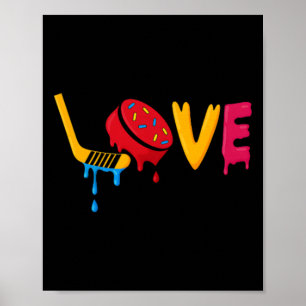 Hockey Ice Cream Drip Boys Ice Hockey Love Youth P Poster