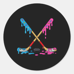 Hockey Ice Cream Drip Boys Ice Hockey Youth Player Classic Round Sticker