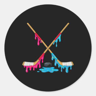 Hockey Ice Cream Drip Boys Ice Hockey Youth Player Classic Round Sticker